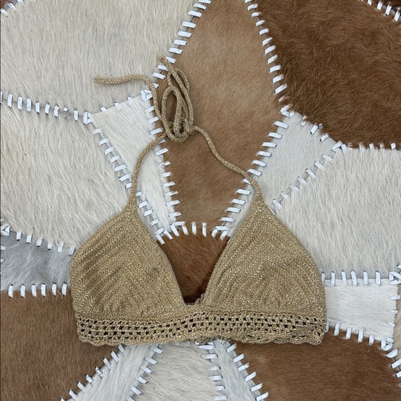 Victoria’s Secret gold crochet bikini top medium - Picture 2 of 4